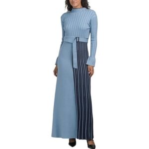 Dalia Macphee Long Sleeve Color Block Maxi Sweater Dress In Dress Size M